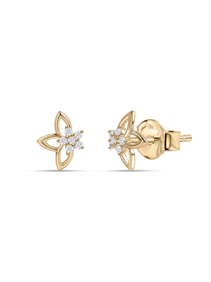 9K Yellow Gold Lab Grown Diamond Bloom Stud Earrings