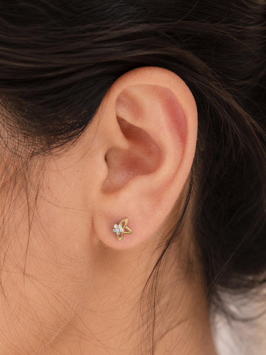 9K Yellow Gold Lab Grown Diamond Bloom Stud Earrings