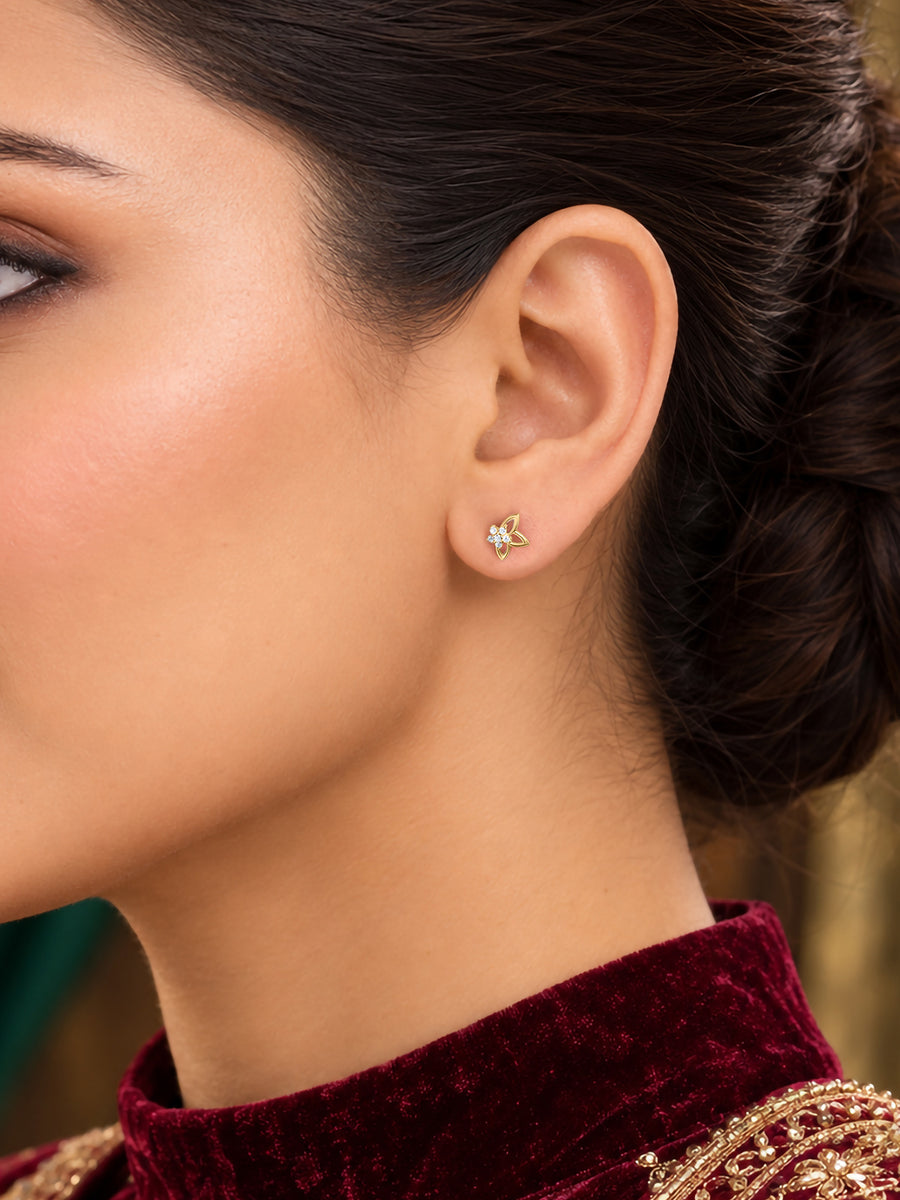 9K Yellow Gold Lab Grown Diamond Bloom Stud Earrings