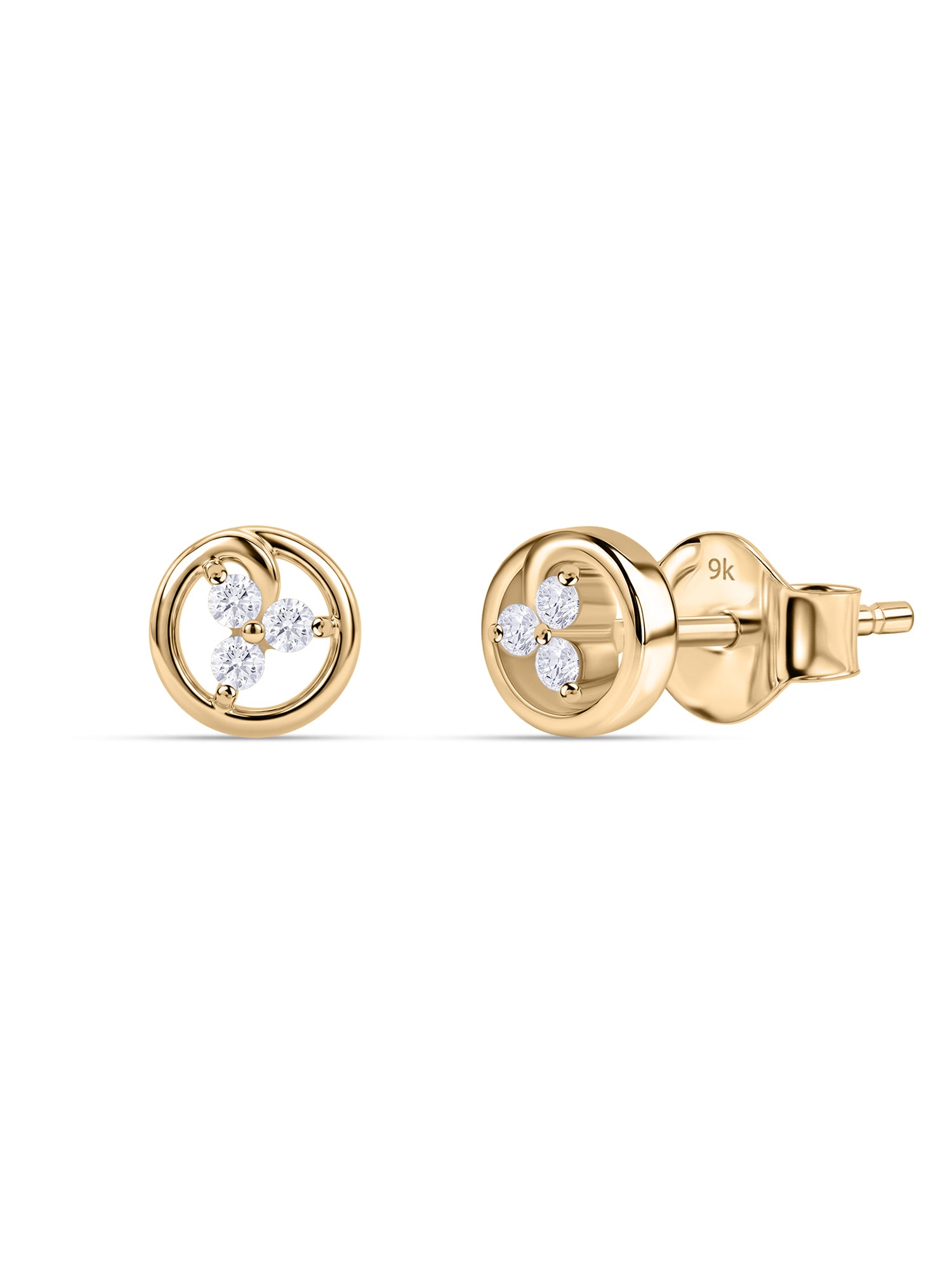 9K Yellow Gold Lab Grown Diamond Orbit Stud Earrings