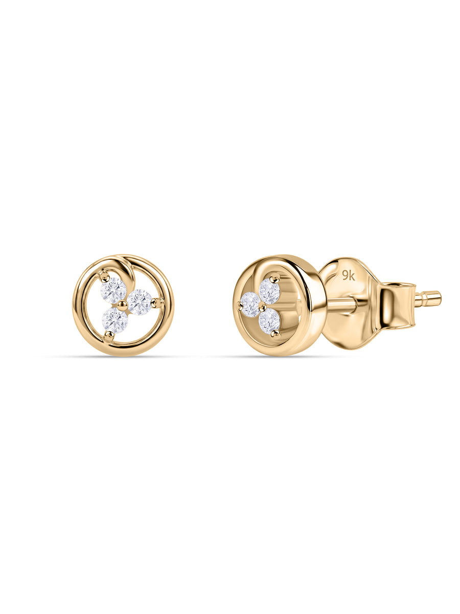 9K Yellow Gold Lab Grown Diamond Orbit Stud Earrings