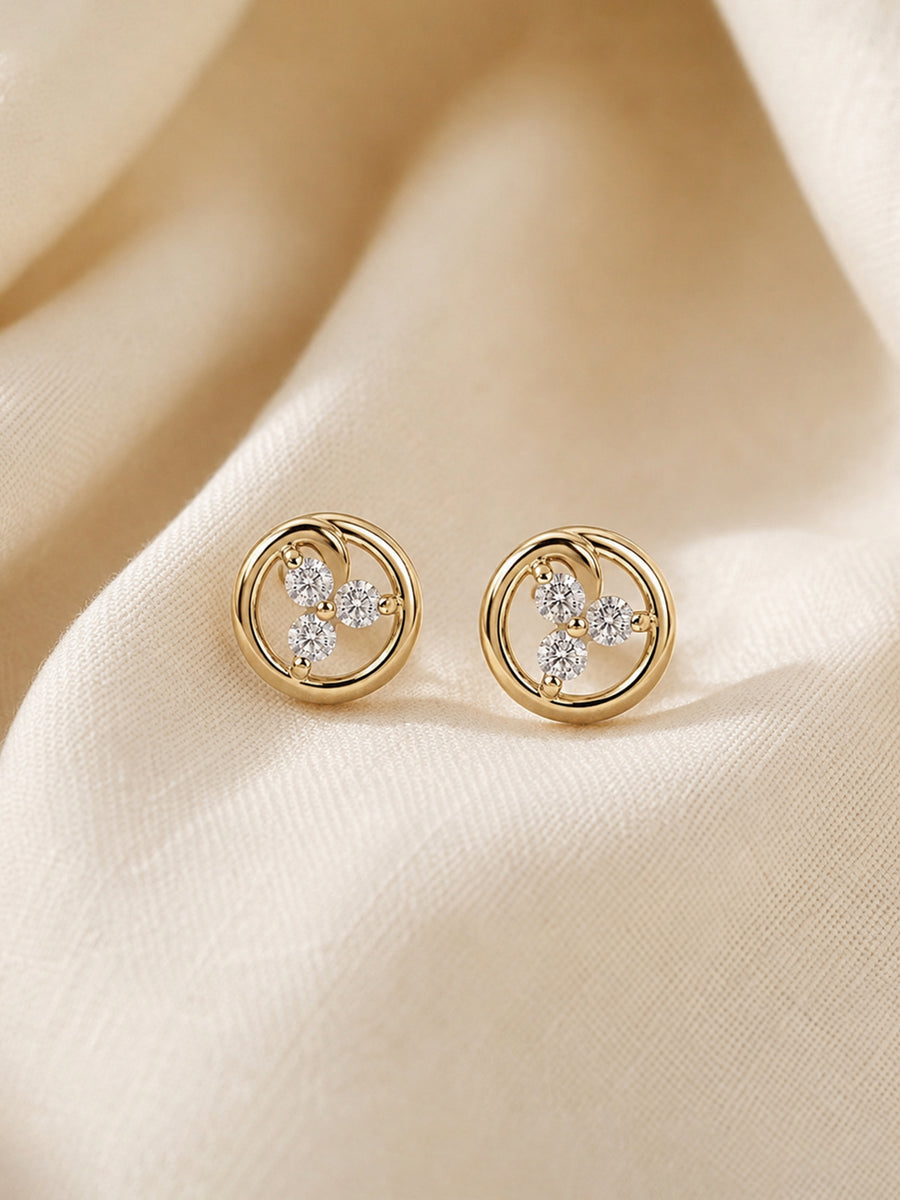 9K Yellow Gold Lab Grown Diamond Orbit Stud Earrings