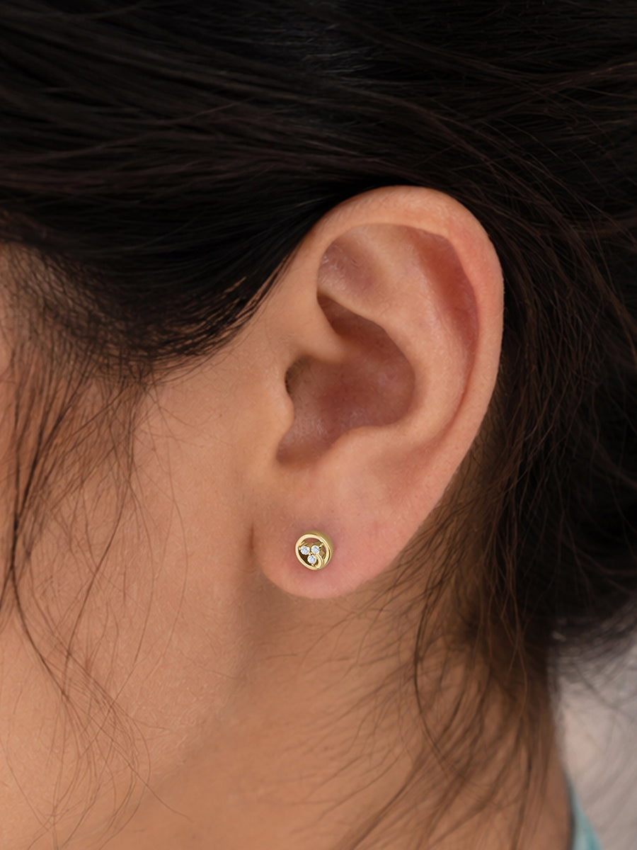9K Yellow Gold Lab Grown Diamond Orbit Stud Earrings