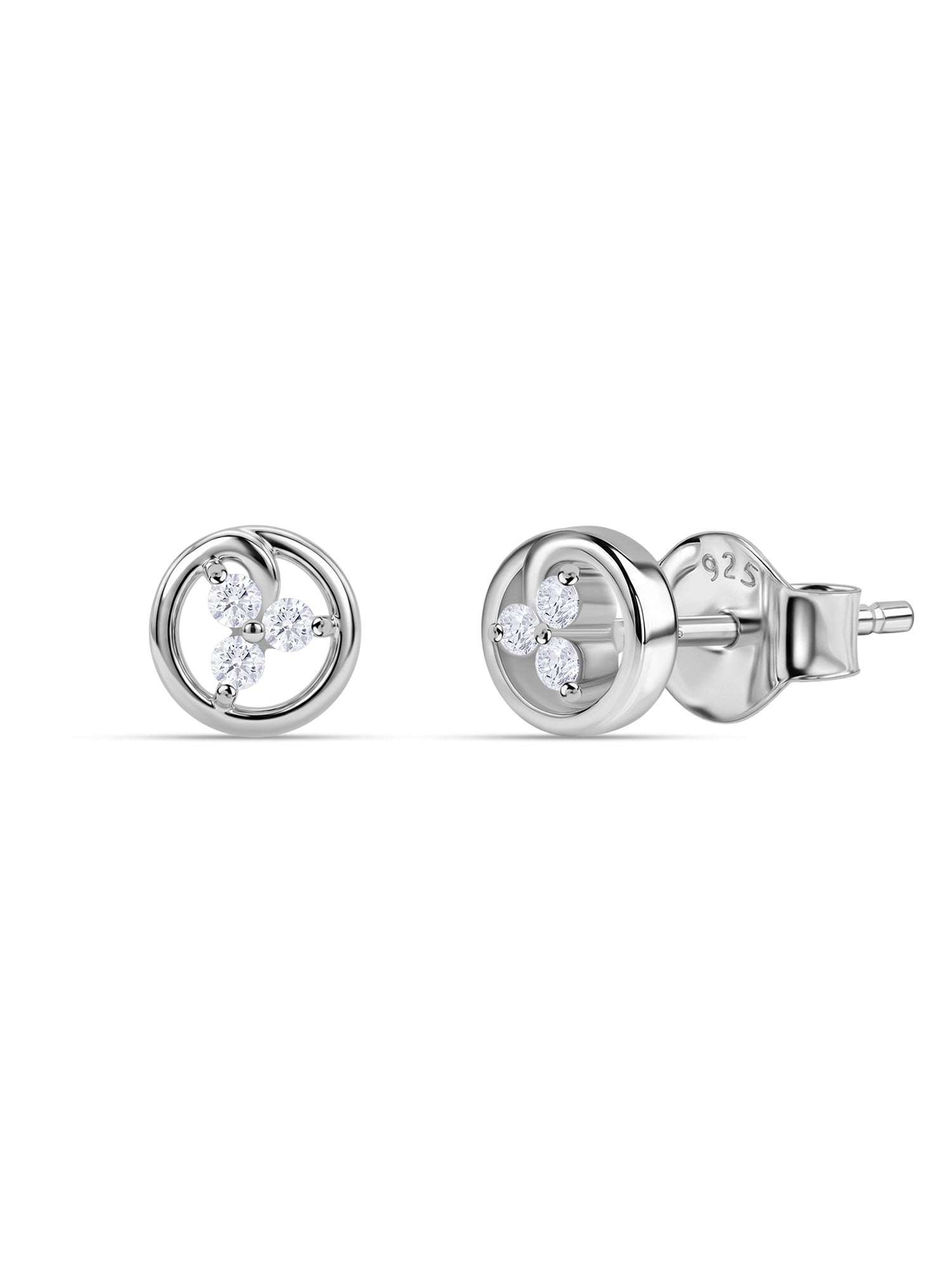 925 Silver American Diamond Swirl Stud Earrings for Women