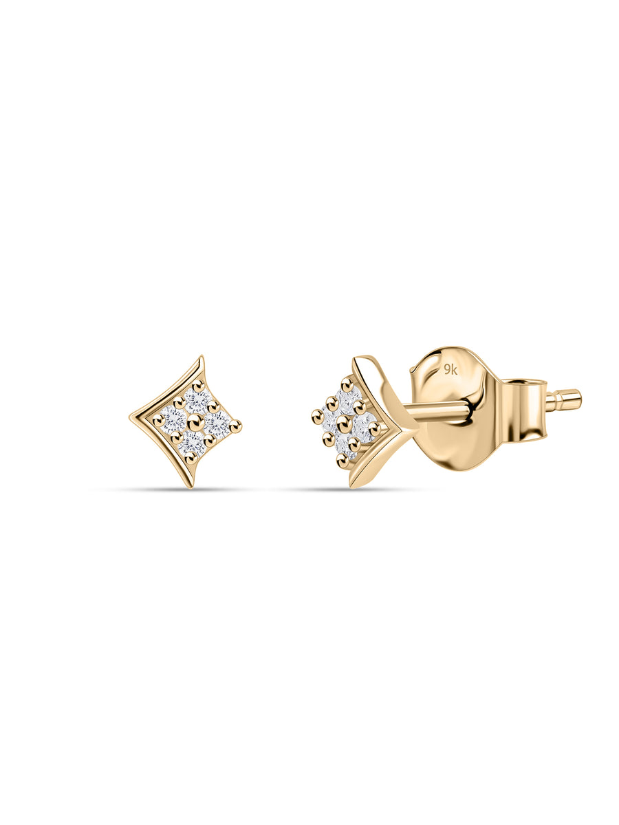 9K Yellow Gold Lab Grown Diamond Chevron Stud Earrings