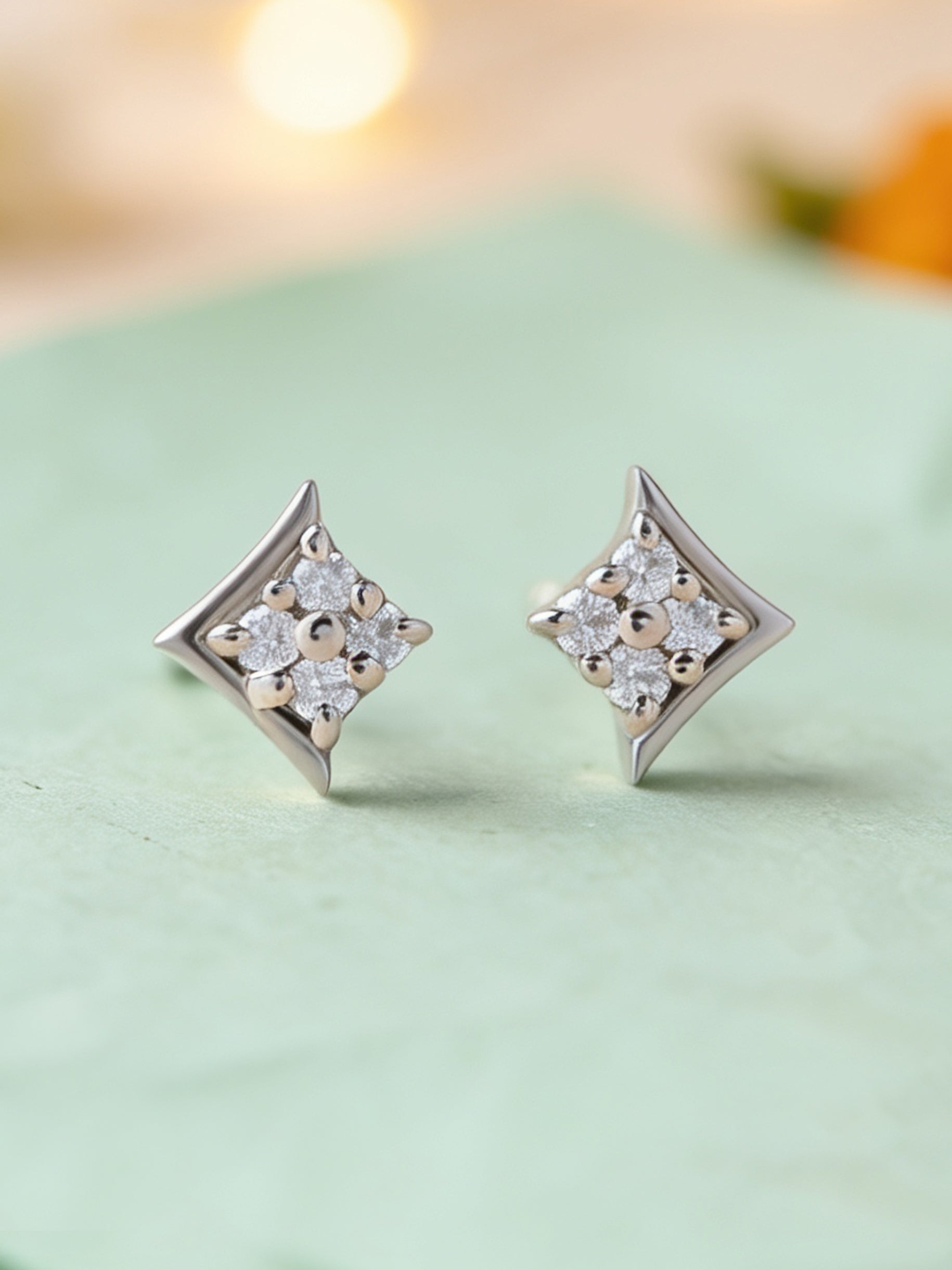 925 Silver American Diamond Starburst Stud Earrings for Women