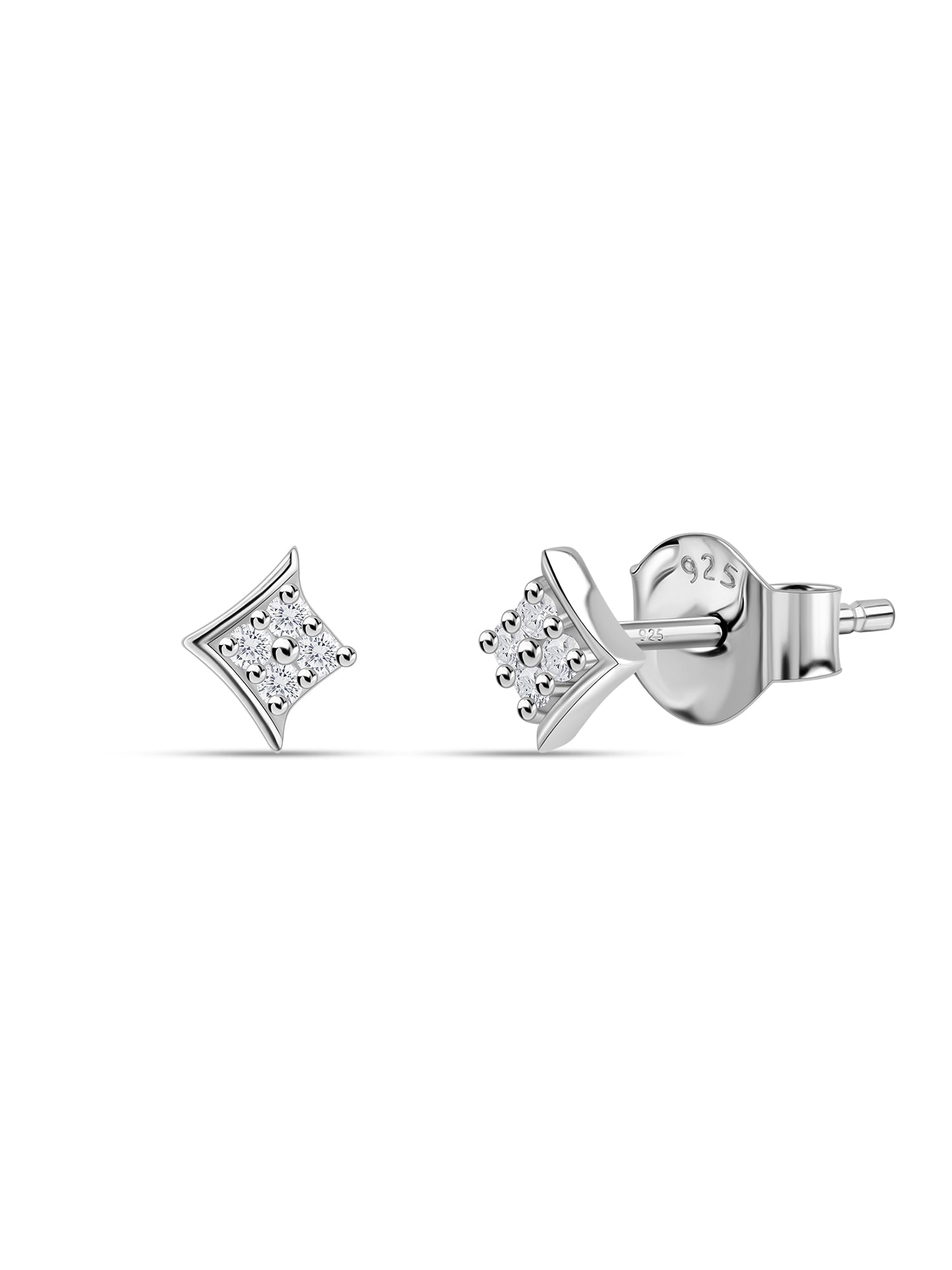 925 Silver American Diamond Starburst Stud Earrings for Women