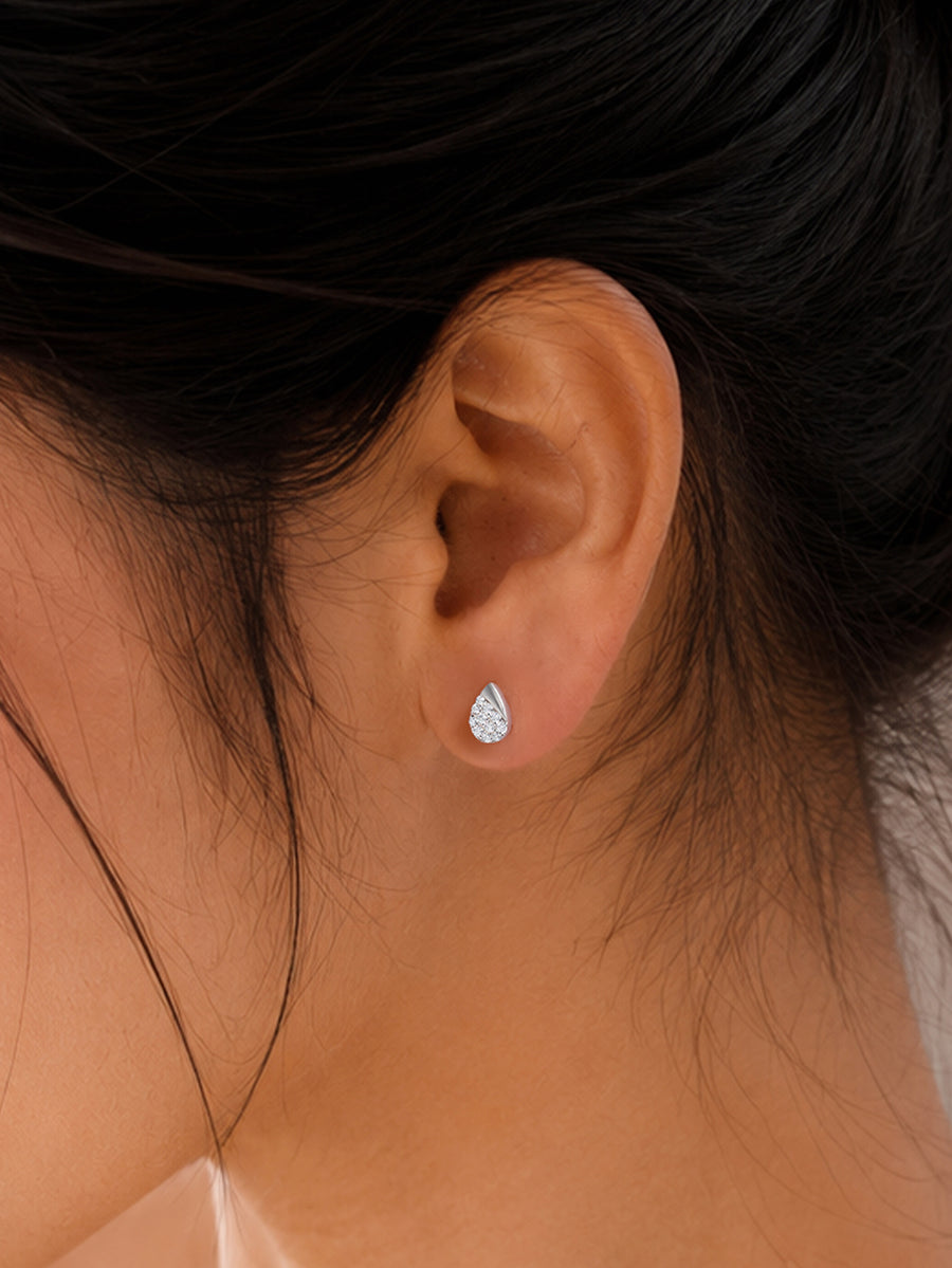 925 Silver American Diamond Teardrop Stud Earrings for Women
