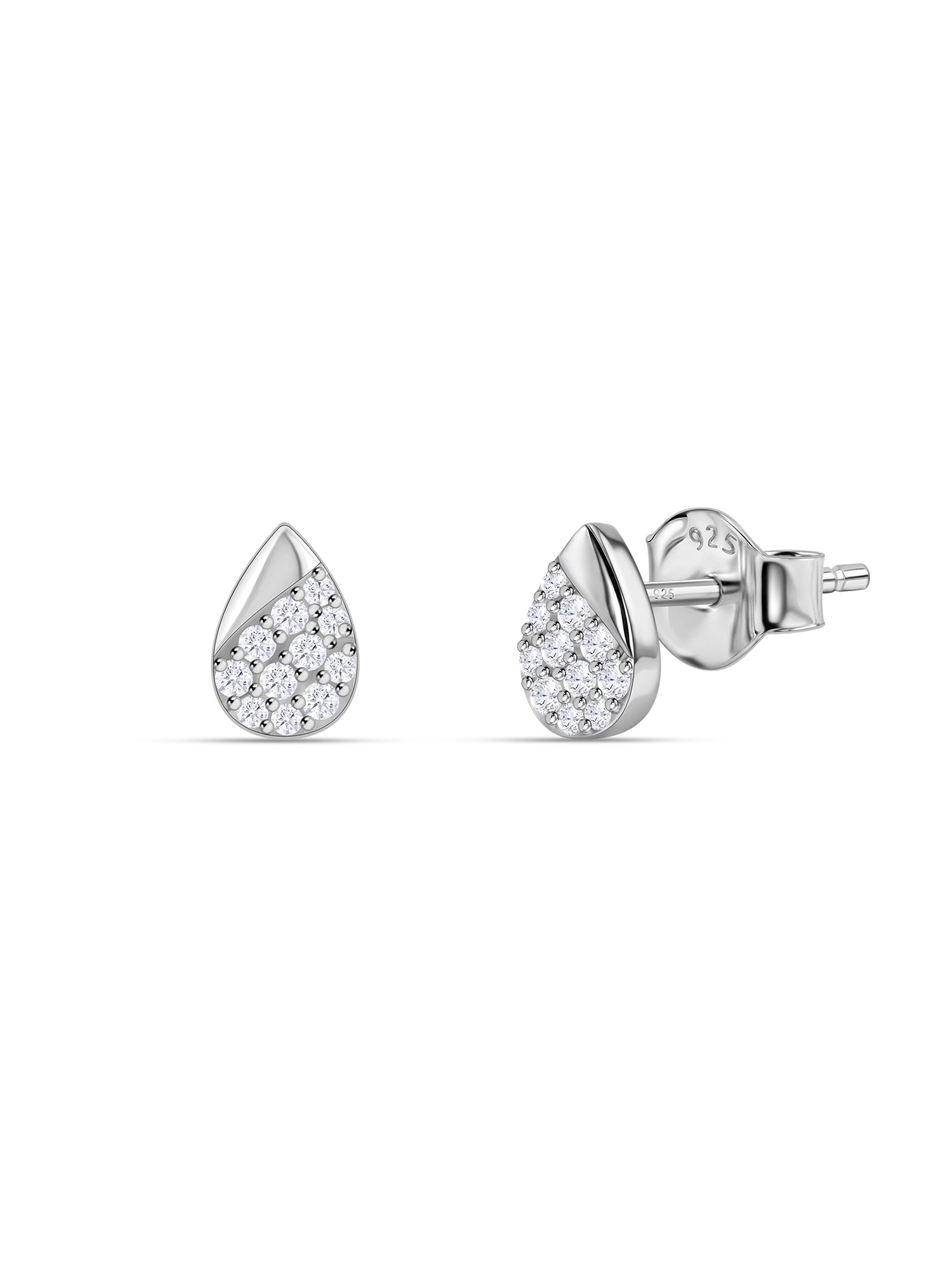 925 Silver American Diamond Teardrop Stud Earrings for Women