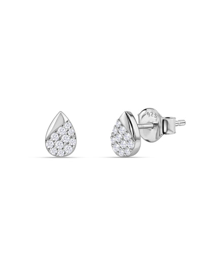 925 Silver American Diamond Teardrop Stud Earrings for Women