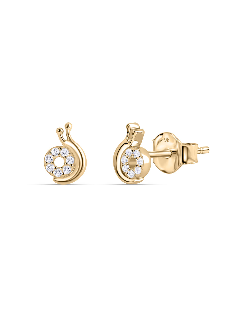 9K Yellow Gold Lab Grown Diamond Snail Stud Earrings