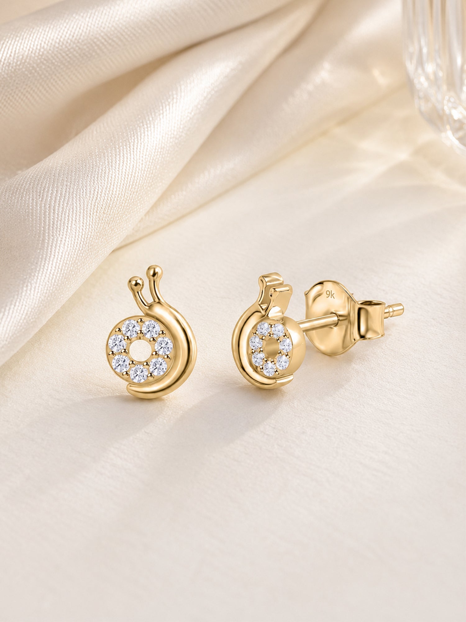 9K Yellow Gold Lab Grown Diamond Snail Stud Earrings