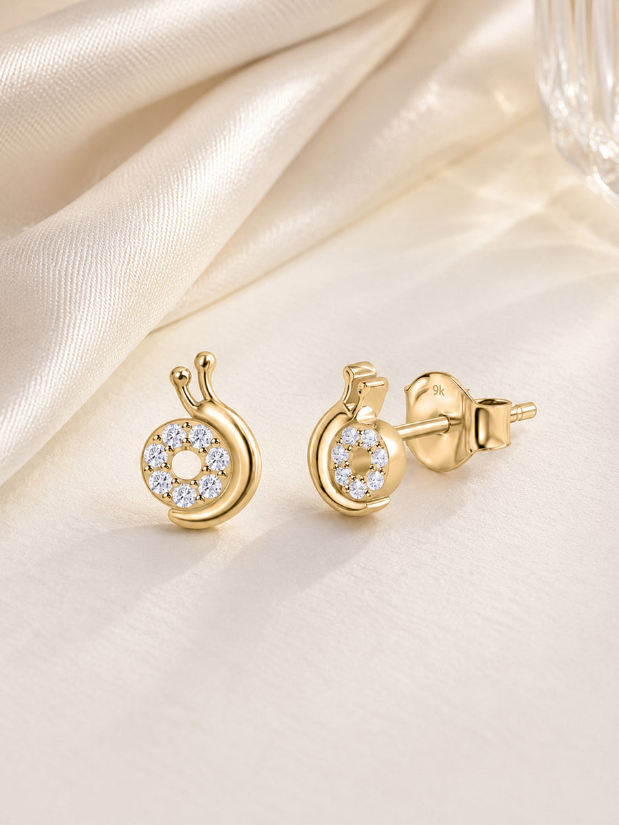 9K Yellow Gold Lab Grown Diamond Snail Stud Earrings