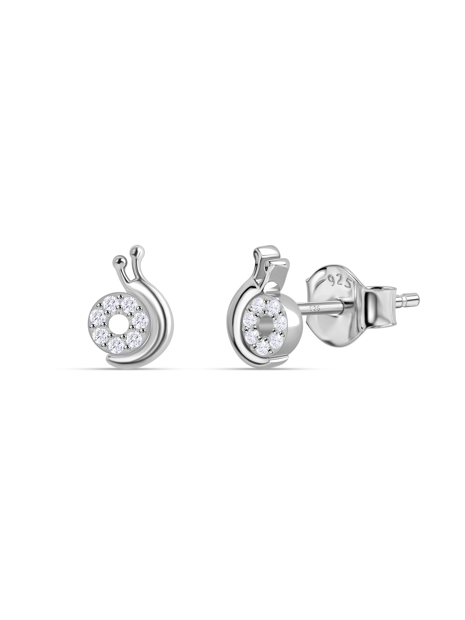 925 Silver American Diamond Snail Stud Earrings for Women