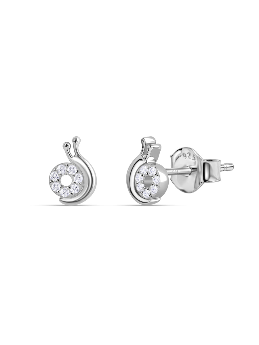 925 Silver American Diamond Snail Stud Earrings for Women