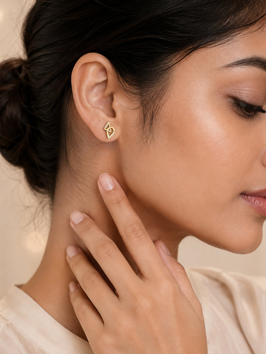 Angular Twist Lab Grown Diamond Vermeil Gold Earrings