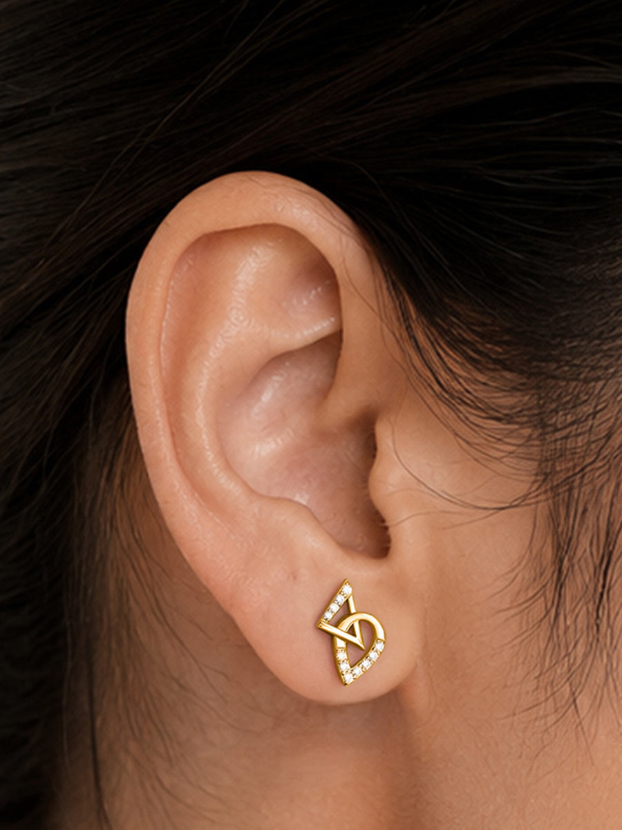 Angular Twist Lab Grown Diamond Vermeil Gold Earrings