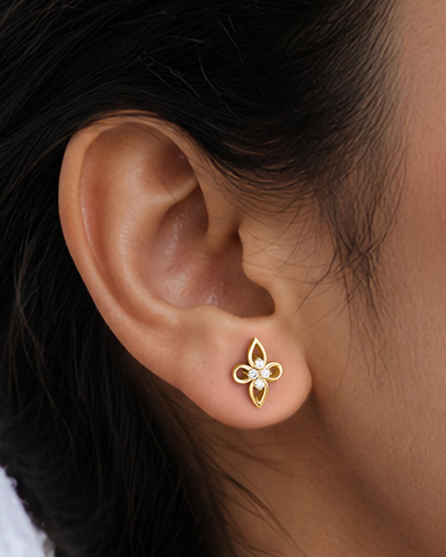 Petal Knot Lab Grown Diamond Vermeil Gold Earrings