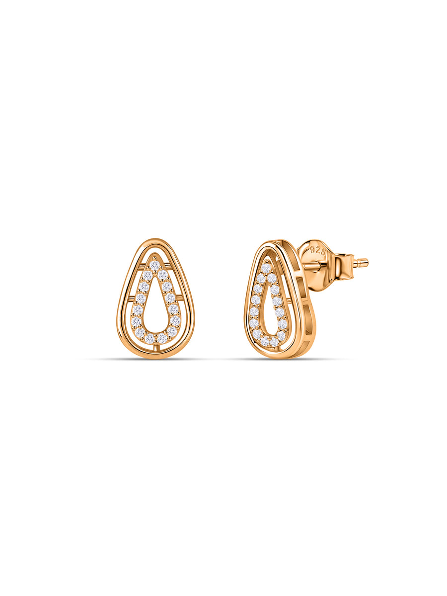 Teardrop Frame Lab Grown Diamond Vermeil Gold Earrings