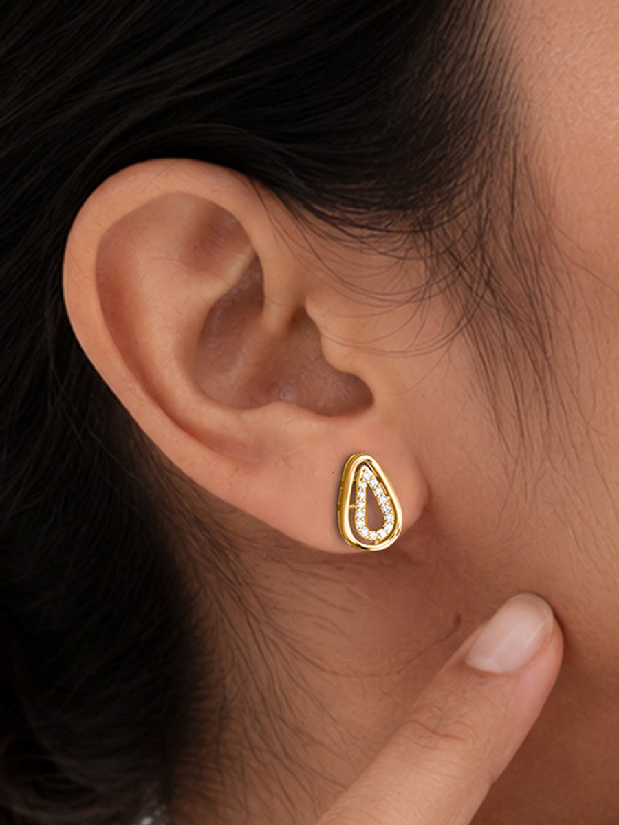 Teardrop Frame Lab Grown Diamond Vermeil Gold Earrings