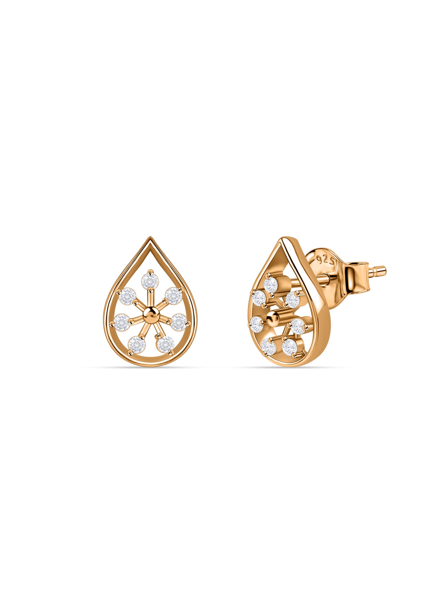 Floral Teardrop Lab Grown Diamond Vermeil Gold Earrings