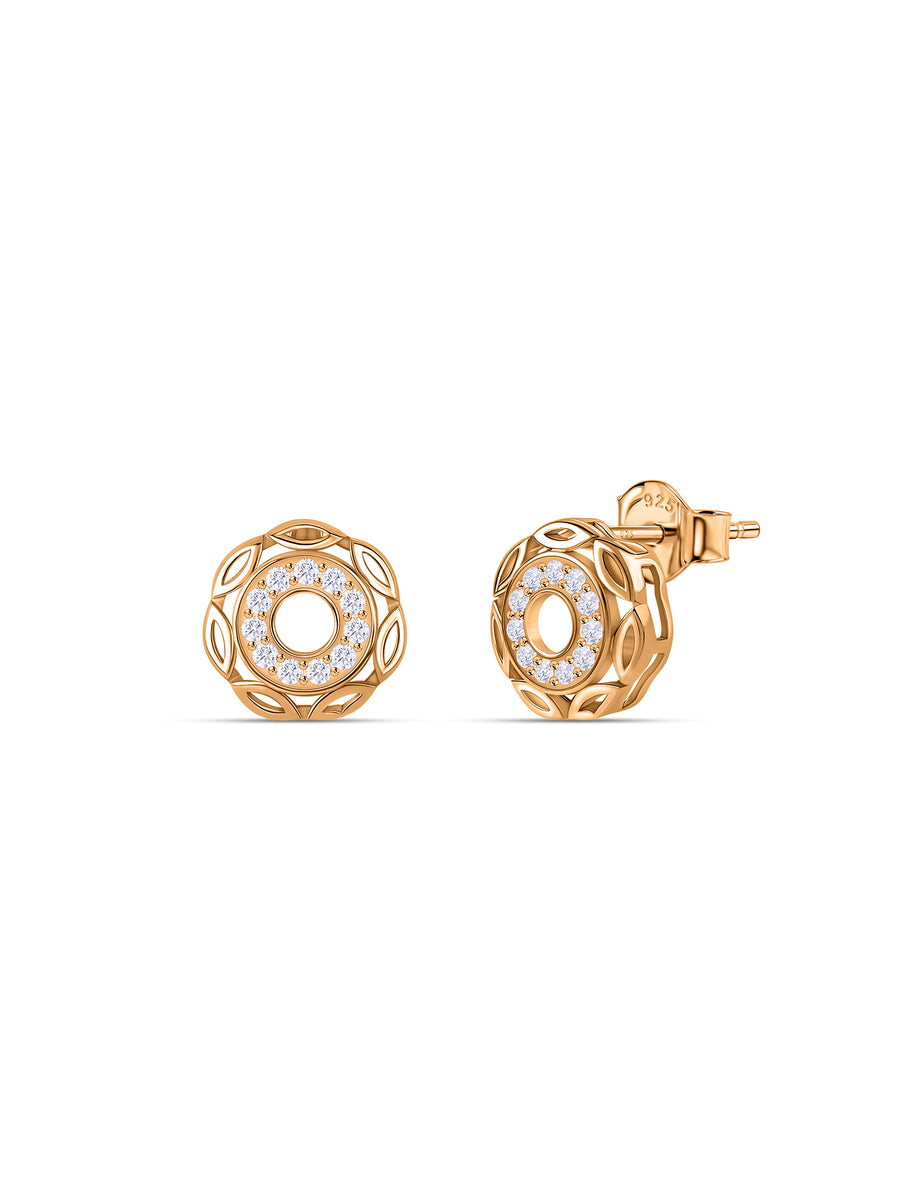 Halo Orbit Lab Grown Diamond Vermeil Gold Earrings