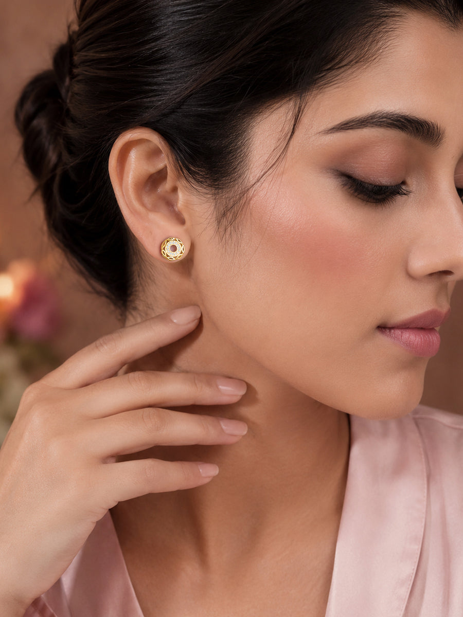 Halo Orbit Lab Grown Diamond Vermeil Gold Earrings