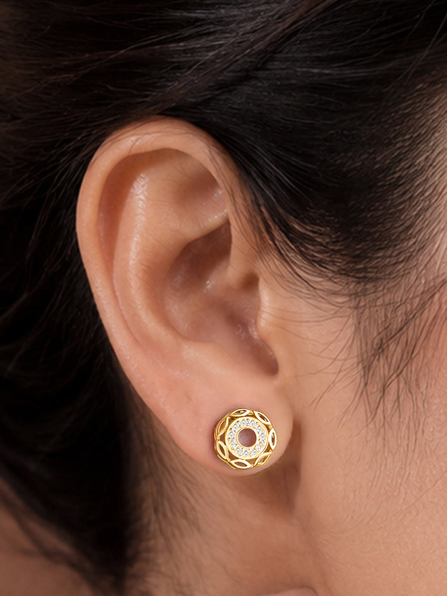 Halo Orbit Lab Grown Diamond Vermeil Gold Earrings