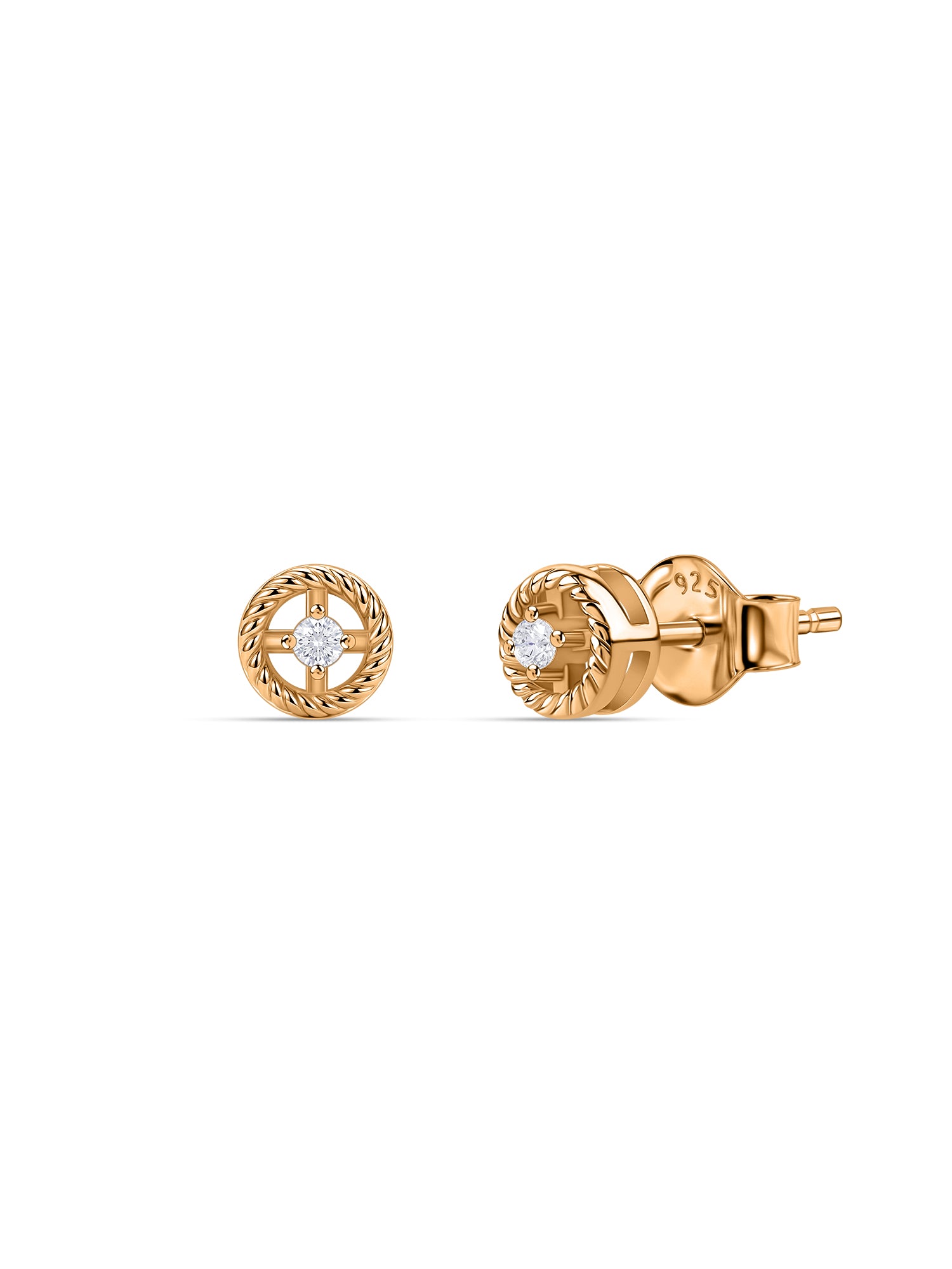 Round Halo Lab Grown Diamond Vermeil Gold Earrings