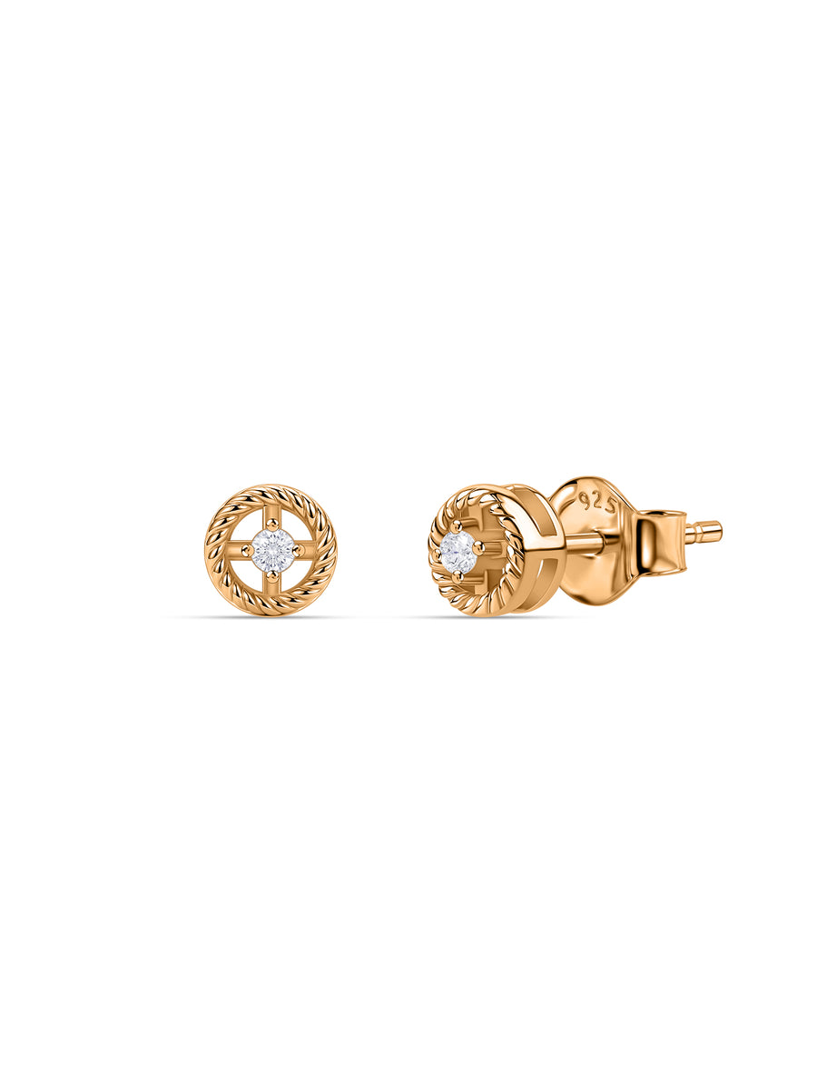 Round Halo Lab Grown Diamond Vermeil Gold Earrings