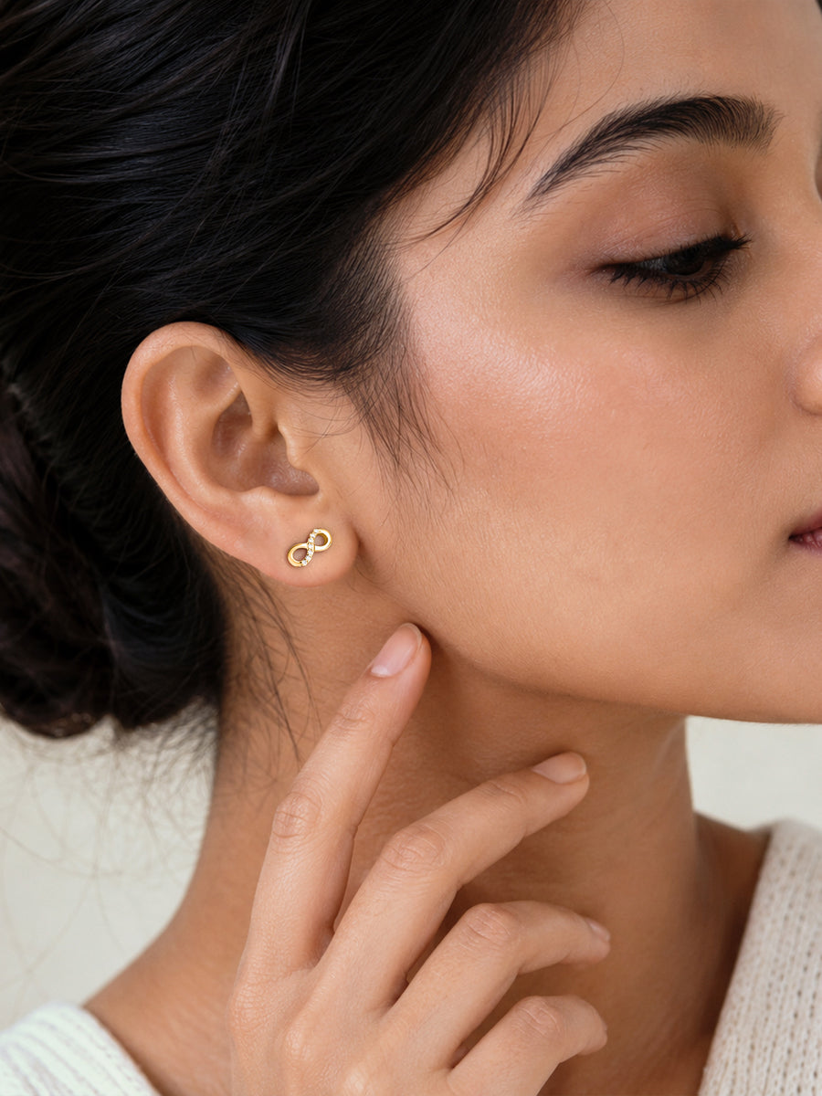Infinity Loop Lab Grown Diamond Vermeil Gold Earrings