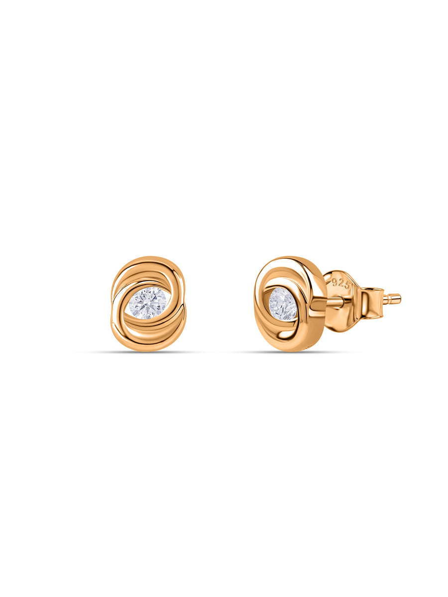 Swirl Center Lab Grown Diamond Vermeil Gold Earrings