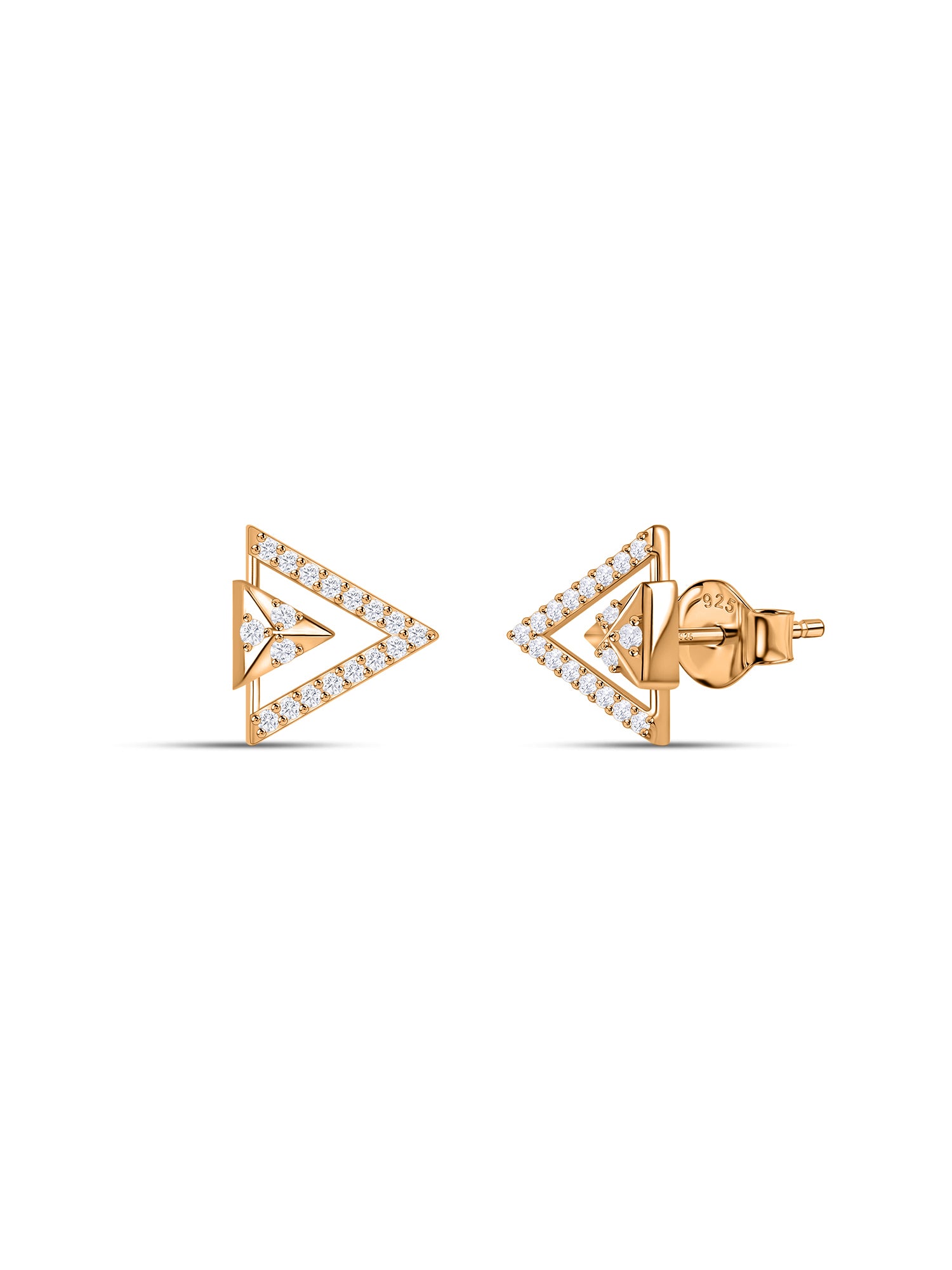 Angular Frame Lab Grown Diamond Vermeil Gold Earrings