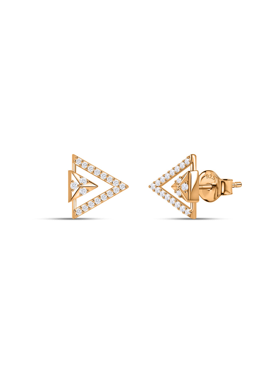 Angular Frame Lab Grown Diamond Vermeil Gold Earrings