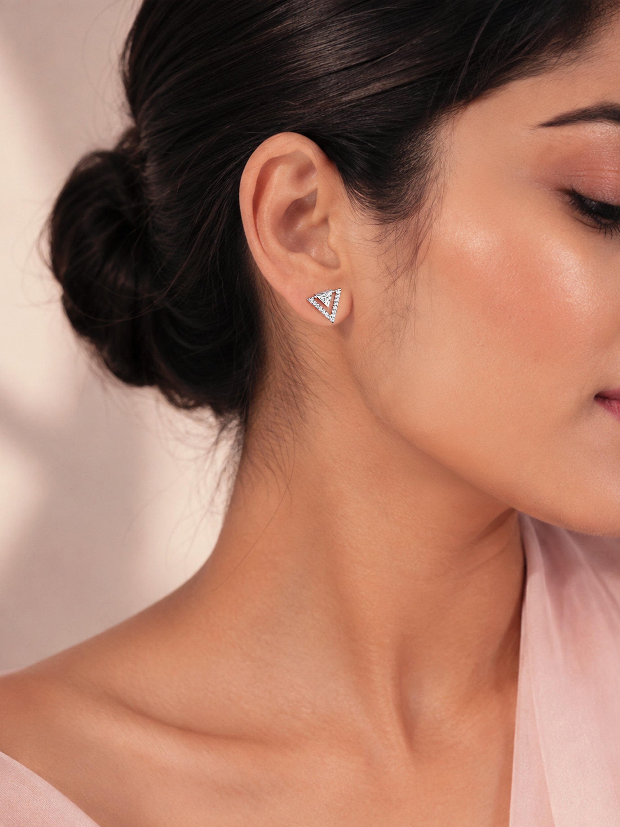 Angular Frame Lab Grown Diamond Vermeil Gold Earrings