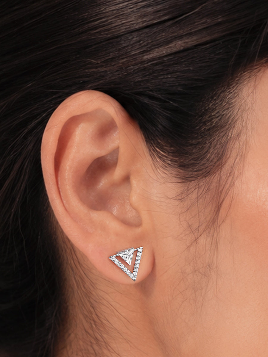 Angular Frame Lab Grown Diamond Vermeil Gold Earrings