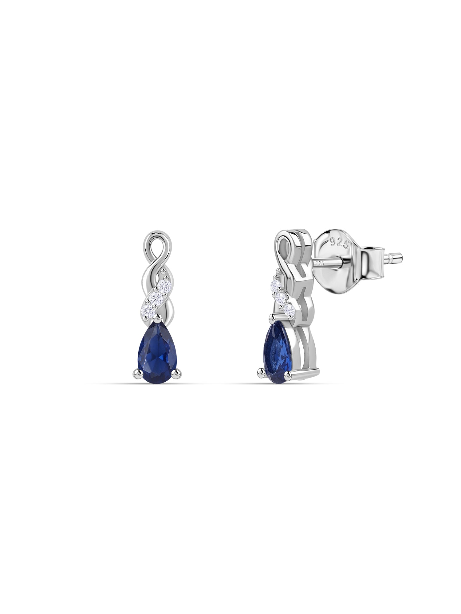 Infinity Twist Blue Sapphire CZ Silver Earrings for Women