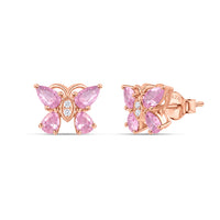Butterfly Pink CZ Rose Gold Plated Silver Earrings