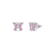 Butterfly Pink CZ Stone Silver Earrings for Women