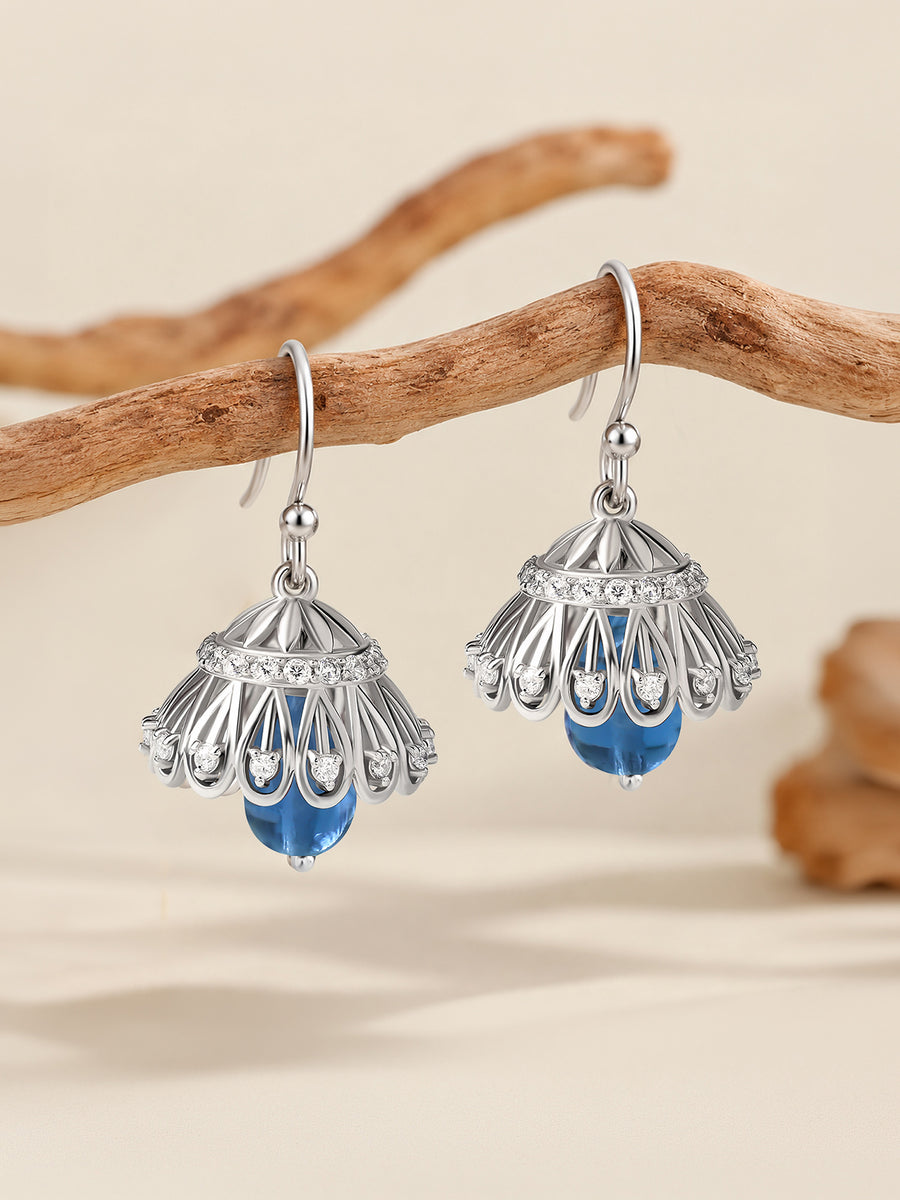Silver Blue Drop American Diamond Jhumka