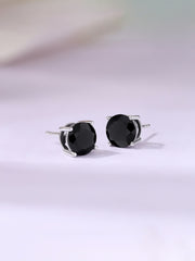 Natural Black Spinel Pure Silver Stud Earrings