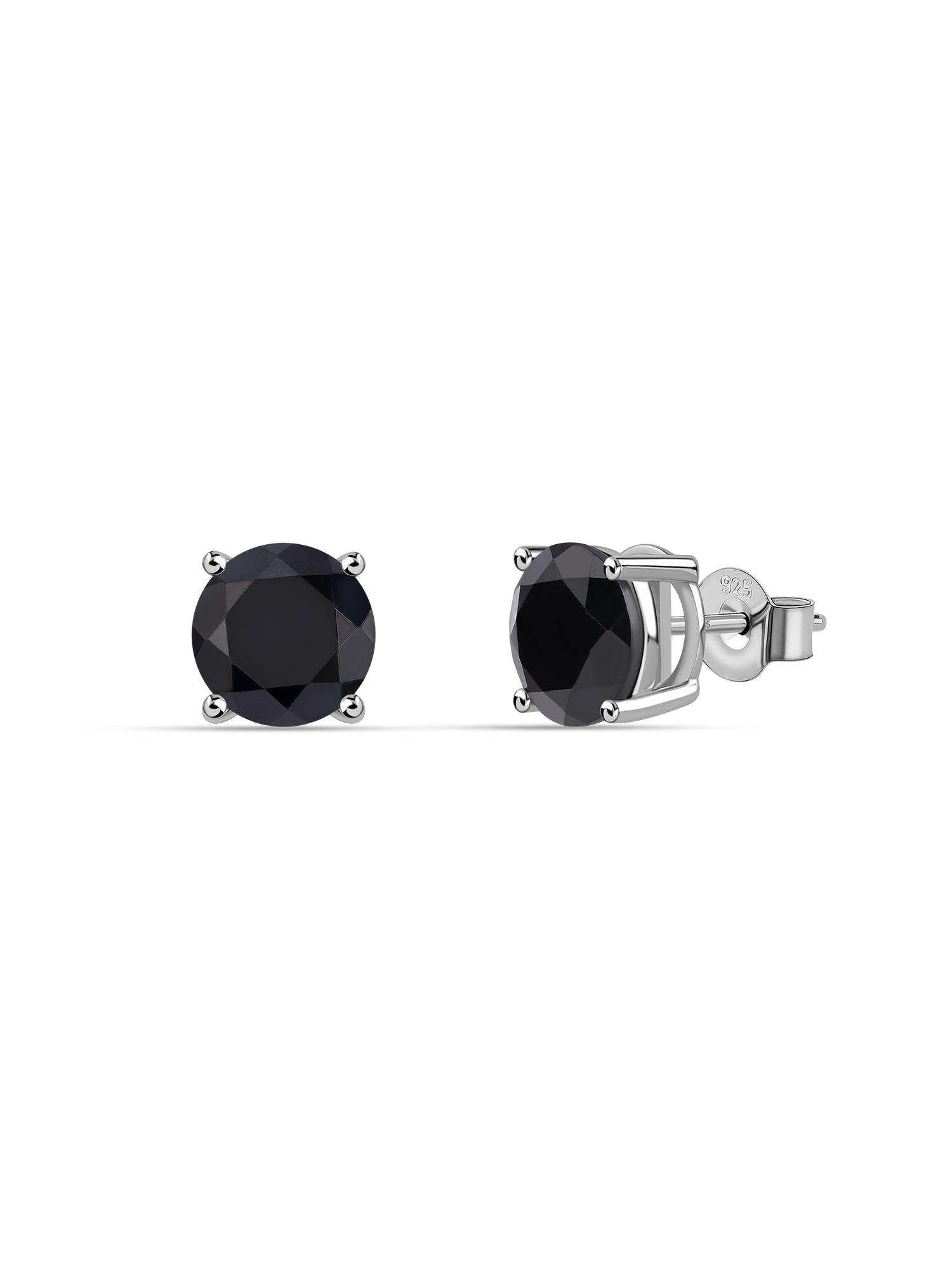 Natural Black Spinel Pure Silver Stud Earrings