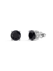 Natural Black Spinel Pure Silver Stud Earrings