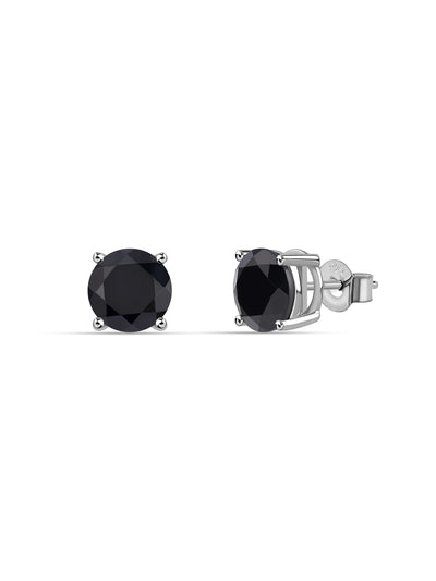 Natural Black Spinel Pure Silver Stud Earrings
