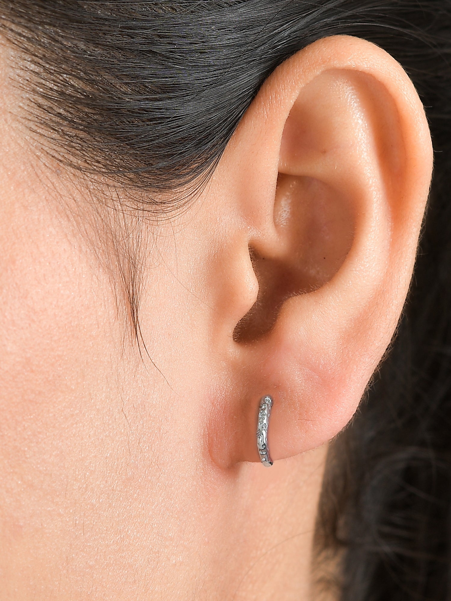 Verona Jewelers 925 Sterling Silver Huggie Hoop Earrings – Small Round Cubic Zirconia For Women
