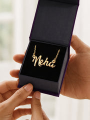 Yellow Gold Name Pendant With Chain for Women