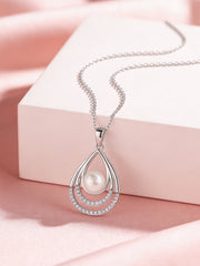 Ornate Pearl Drop Pendant With Chain