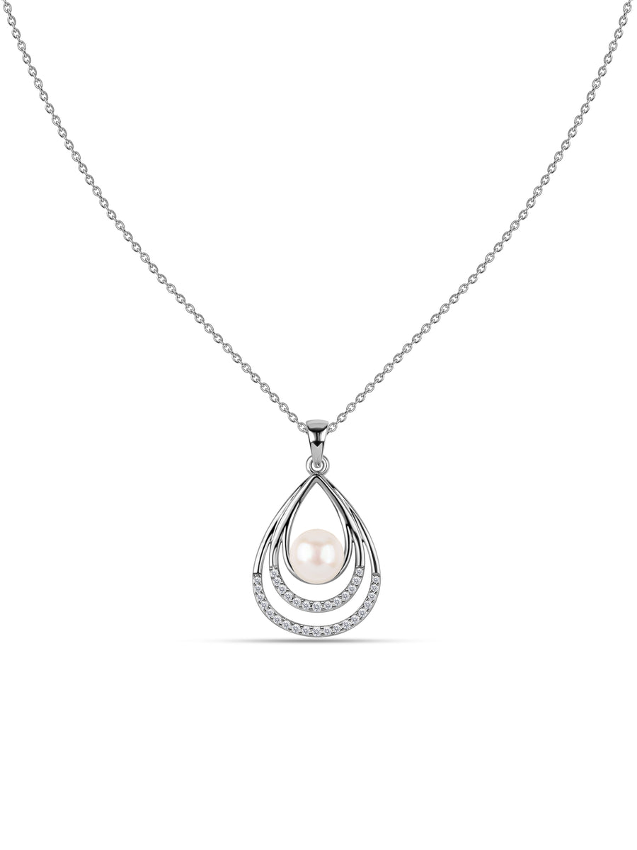 Ornate Pearl Drop Pendant With Chain