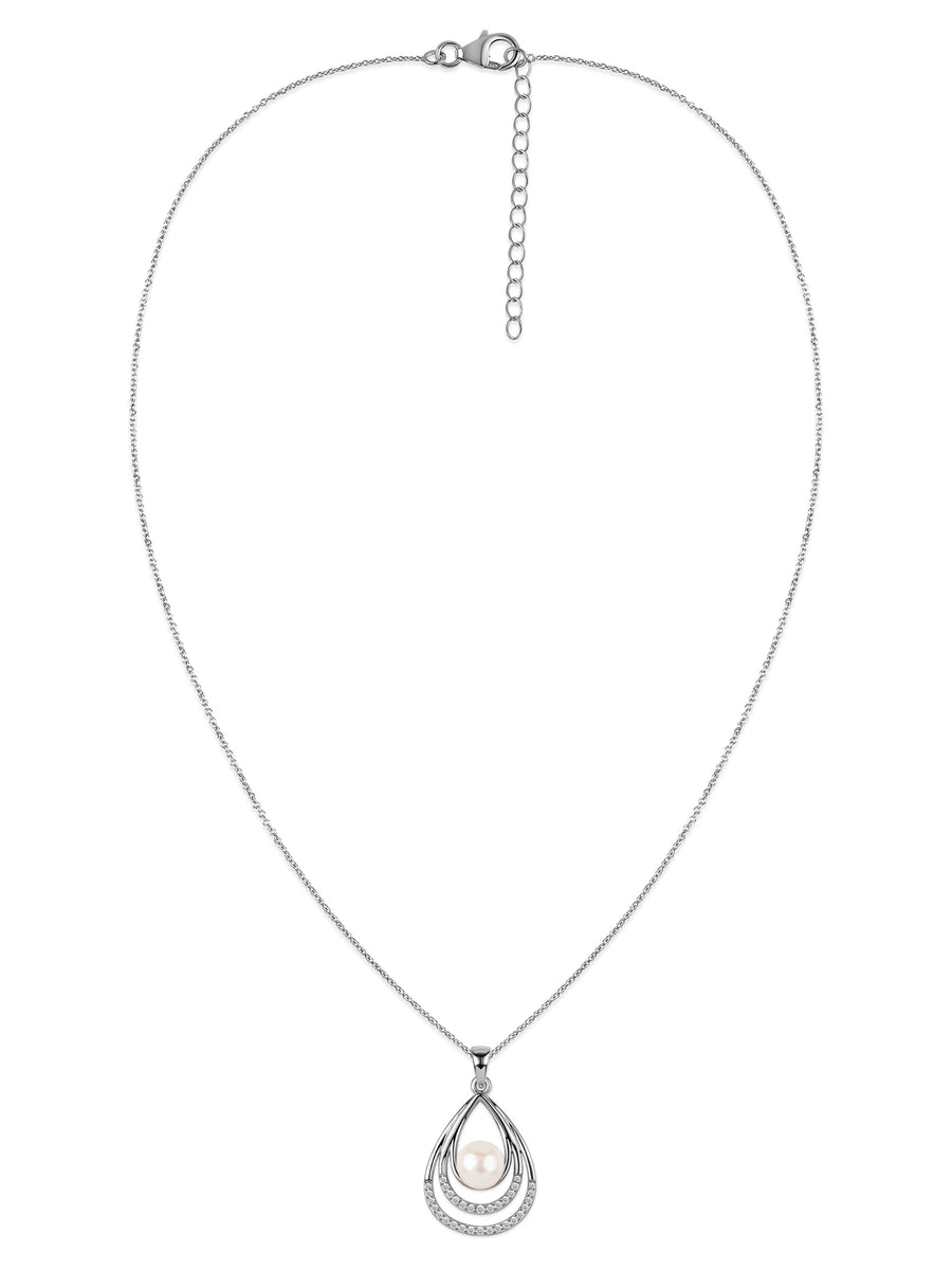 Ornate Pearl Drop Pendant With Chain