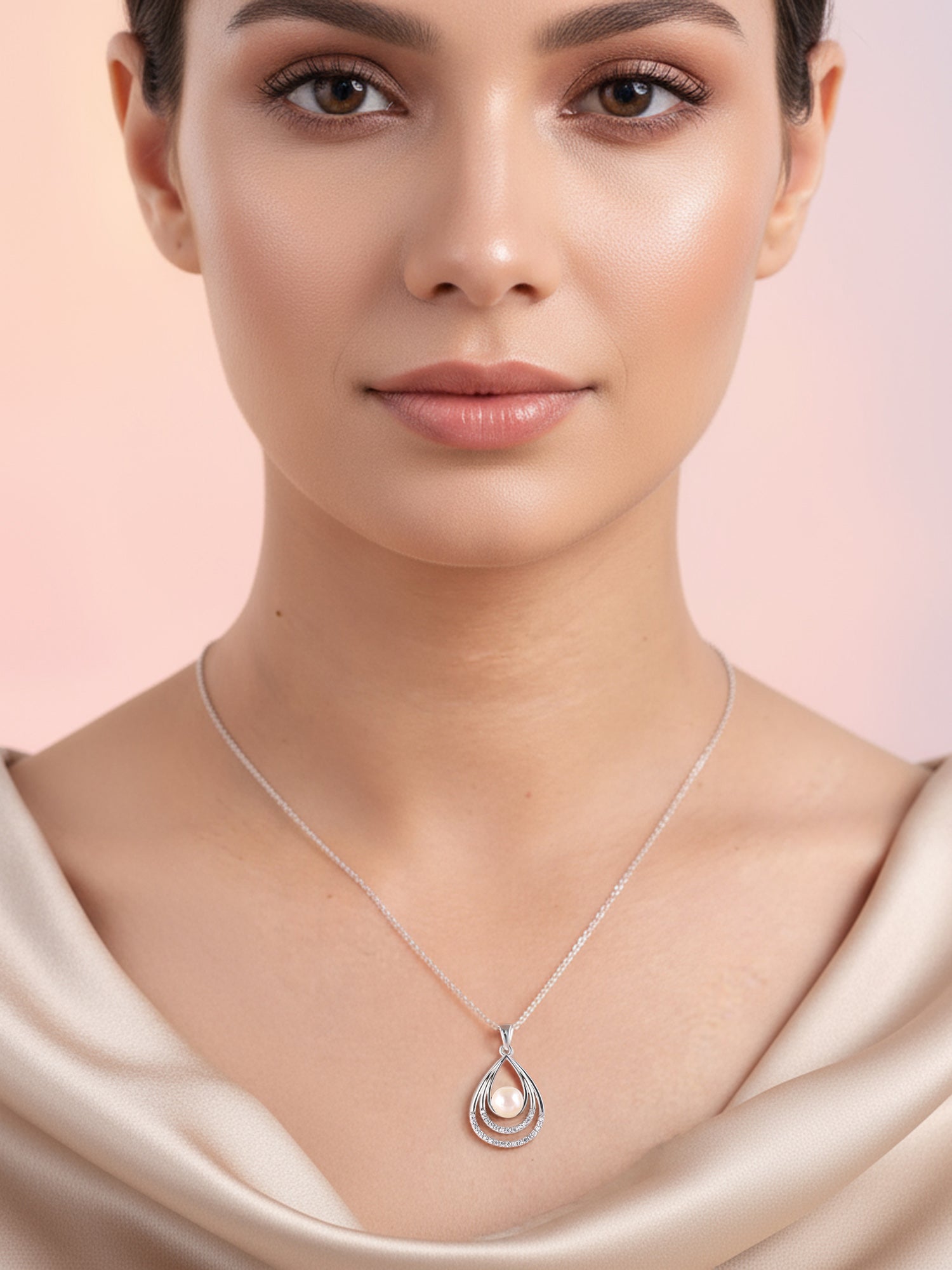 Ornate Pearl Drop Pendant With Chain